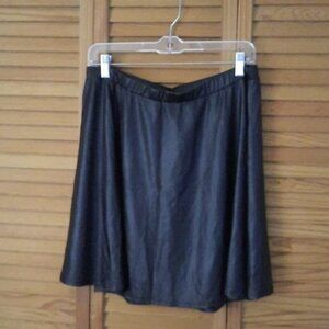 Fashion To Figure Black Leather Look Elastic Waistband Skater Skirt Plus Size 0